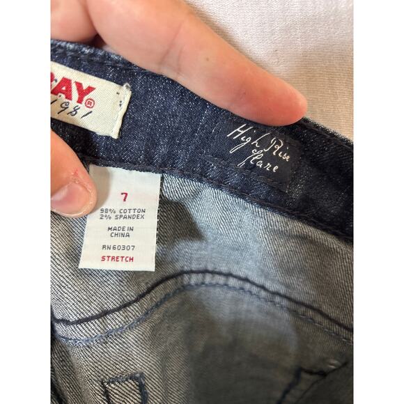 Vintage Union Bay Jeans 7 High Rise Flare Blue Denim Stretch Y2K - Picture 12 of 13